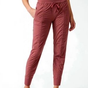 Athleta Attitude Cozy Soft Lined Maple Red Ruched Jogger Pant Size 0